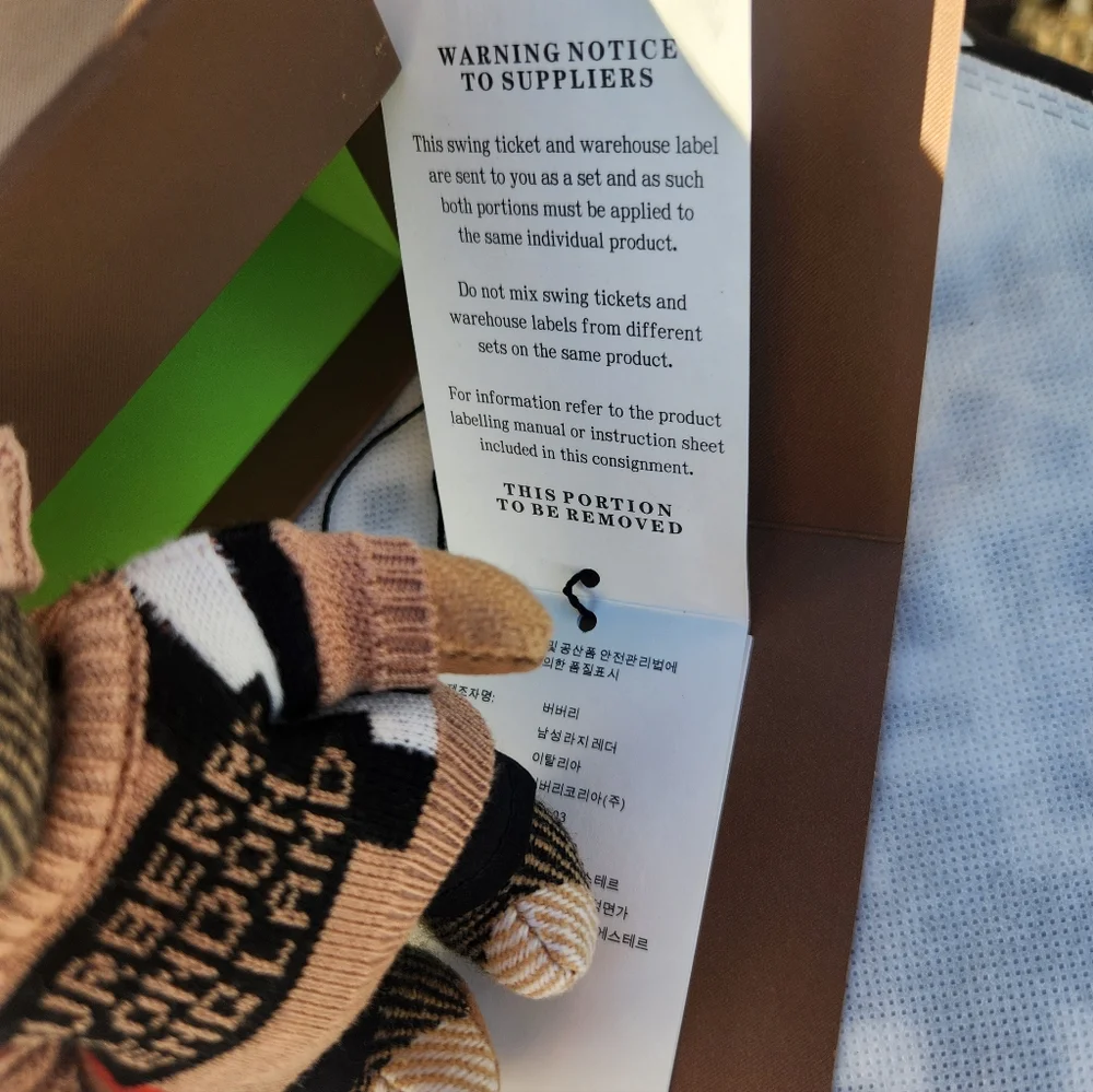 Burberry Striped Sweater Teddy Bear Keychain NIB - Picture 6 of 12